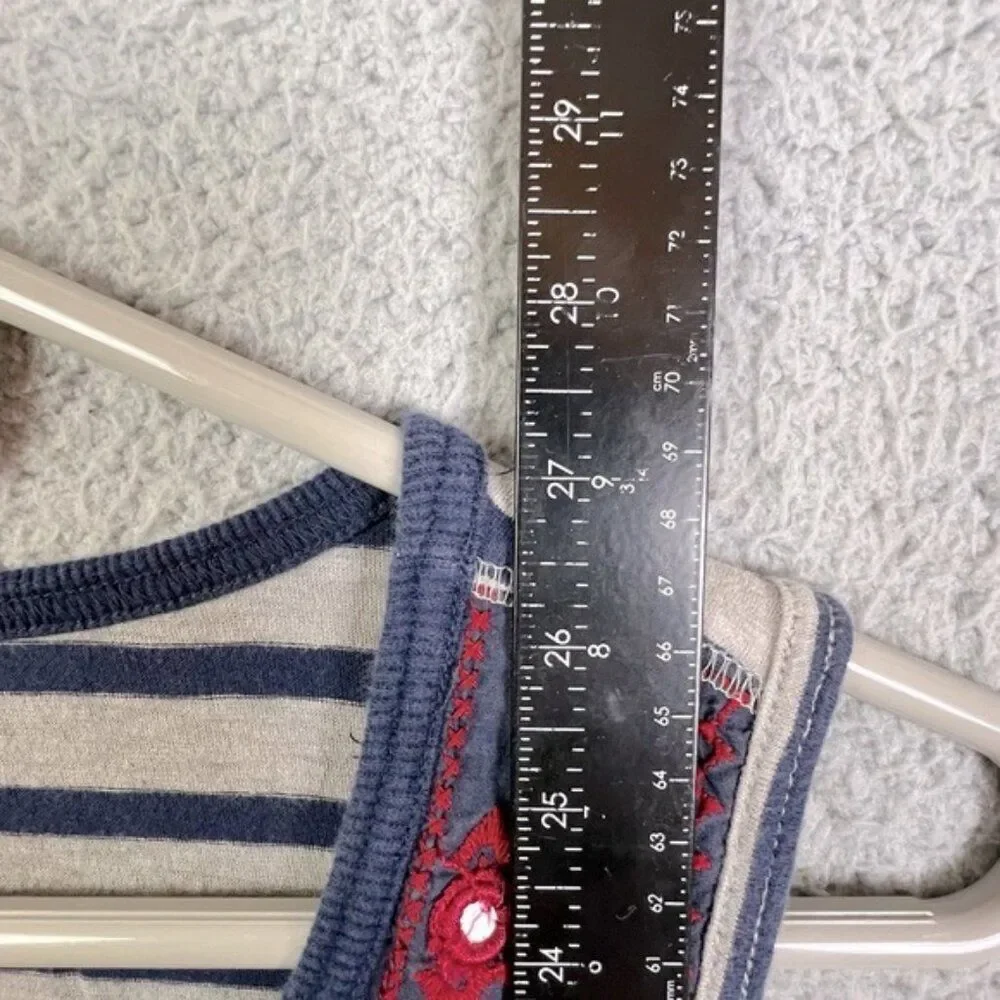 FREE PEOPLE WOMENS TANK TOP GRAY BLUE STRIPES SIZE S